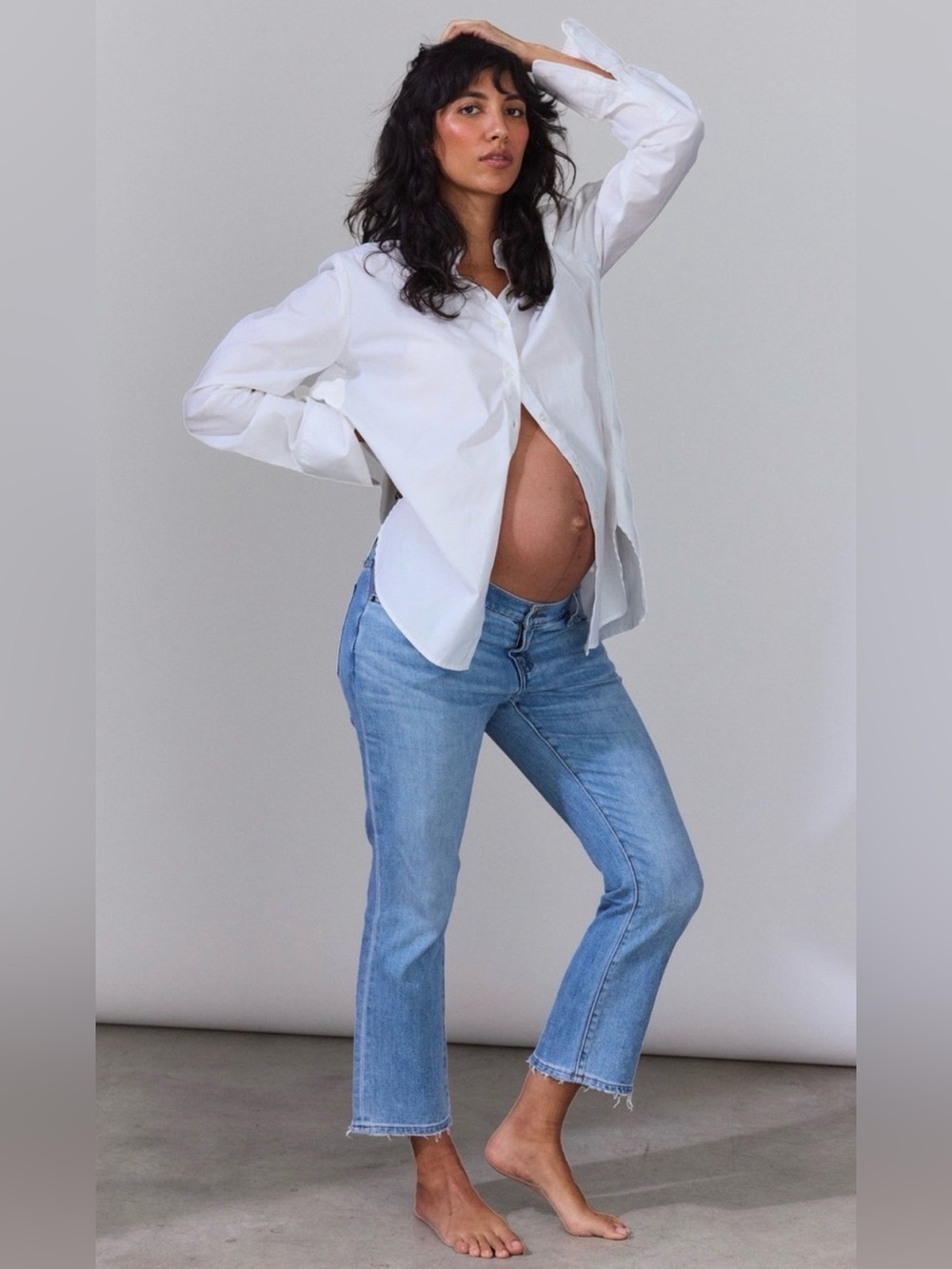 HATCH Collection White 100% Cotton Oversized maternity Button-Down Shirt Size 3